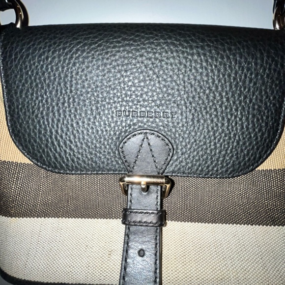 Burberry Gowan Leather and Canvas Crossbody Bag - Picture 1 of 8